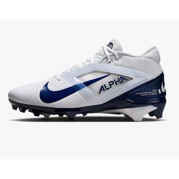 Nike Alpha Menace 4 Pro White Navy Football Cleats‎ Men's size 13 NEW FD7037-104